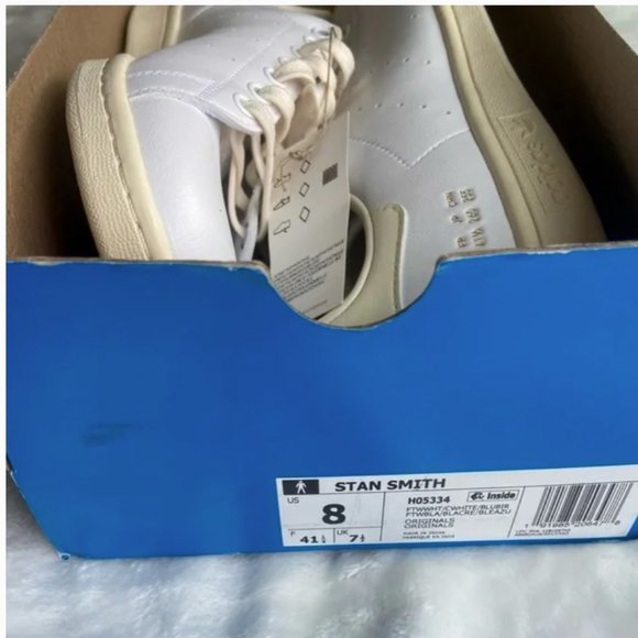 NWT ADIDAS STAN SMITH (CREAM WHITE/BLUE BIRD) Unisex Mens 8 and Women 9 - Picture 5 of 8